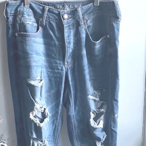 AE wide-leg boyfriend Jean distressed dark wash size 6